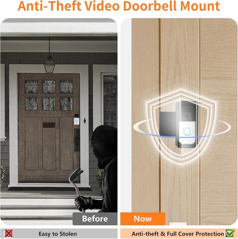 Mamerry Anti-Theft Video Doorbell Camera Mount, Doorbell Bracket No Drilling Compatible with Video Doorbell (2024 Release)/ Battery Doorbell Plus/Pro for Houses, Apartments, Rentals (Black) - Image 5